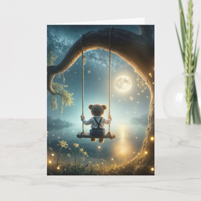 Carte Pensez à vous Teddy Bear sur une aile (Devant)