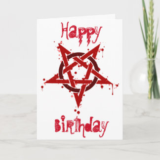 Carte Pentagramme tacheté Satanique rouge Anniversaire