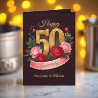 Peonies roses Gold Numéro 50e anniversaire de Mari