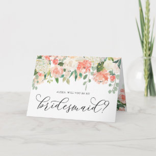 Carte Peony and Hydrangea Will You Be My Bridesmaid