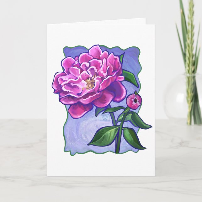 Carte Peony on Blue, Joyeuse fête des mères (Devant)