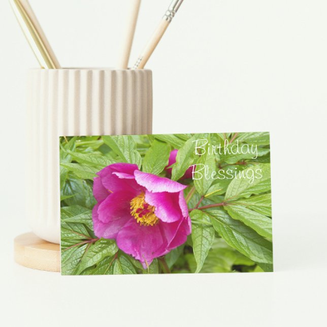Carte Peony rose Floral Anniversaire Religieux (In Situ)