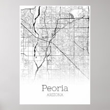 Carte Peoria - Arizona - Poster de la carte de vil