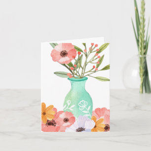 Carte Pépites d'aquarelle, Vase, Fête des Mères petit