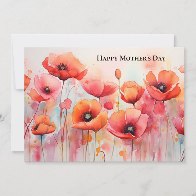 Carte Pépites rouges dans un champ d'aquarelle Fête des  (Devant)