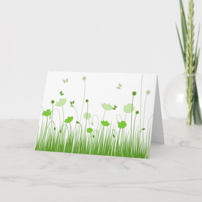 Carte Pépites vertes et blanches minimalistes prés flora (Devant)