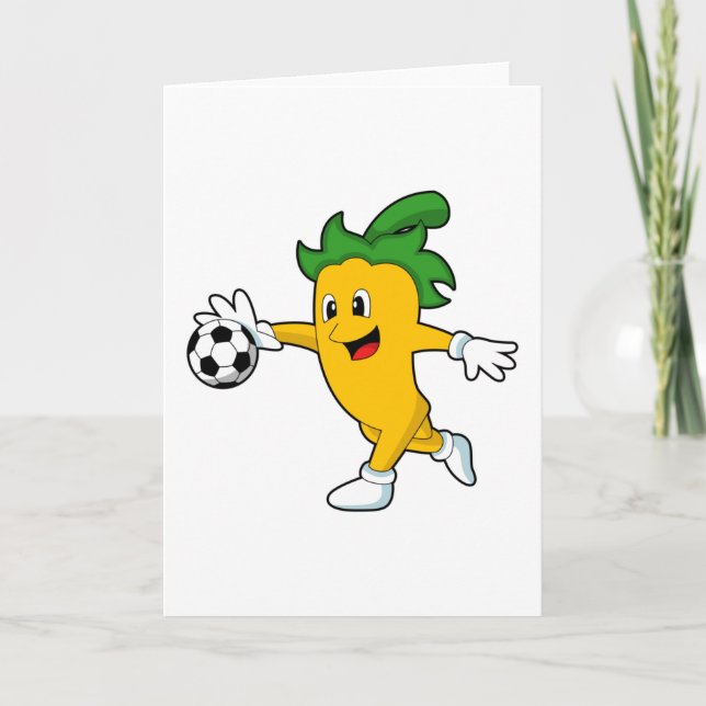 Carte Pepper Vegan comme joueur de football avec Soccer. (Devant)