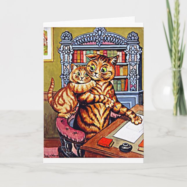 Carte Père et Fils Chats, Louis Wain, Cat Art, (Devant)