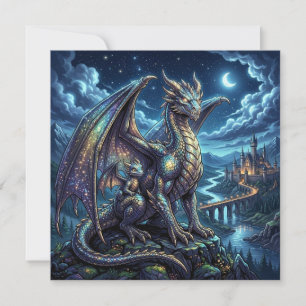 Carte Père et fils dragons célestes au clair de lune Car
