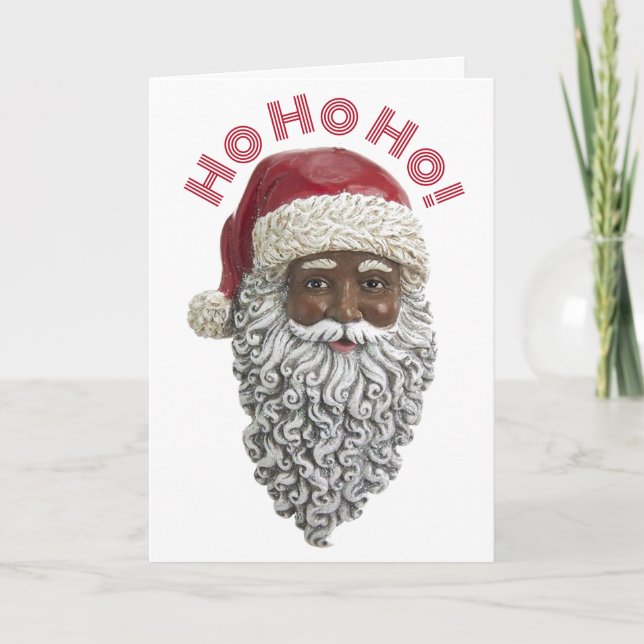 Carte Père Noël afro-américain Joyeux Noël (Devant)