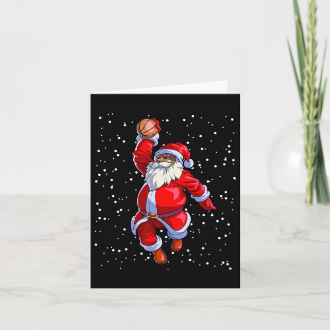 Carte Père Noël afro-américain noir basket-ball Afro (Devant)