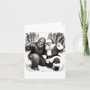 Carte Père Noël avec lumières de Noël Bigfoot drôle Sasq