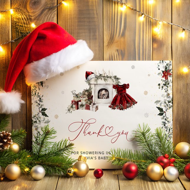 Carte Père Noël Baby Christmas Girl Baby shower Merci (Créateur téléchargé)