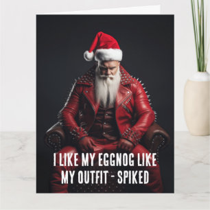 Carte Père Noël Badass Cool - Eggnog Épincelé Tenue Épin
