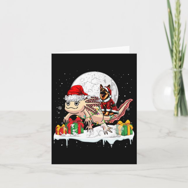 Carte Père Noël Berger Allemand équitation Axolotl Noël  (Devant)