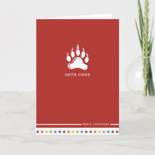 Carte "Père Noël Claws" de conception pas droite