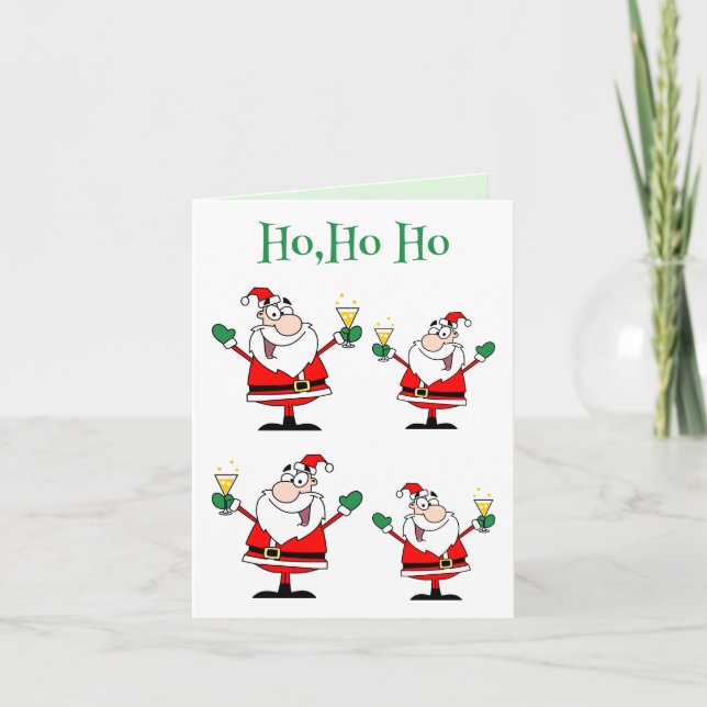 Carte Père Noël Cocktail Ho Ho Ho Drôle Noël (Devant)