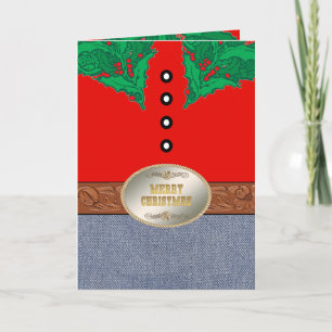 Carte Père Noël Cowboy Occidental Boucle de Ceinture Che