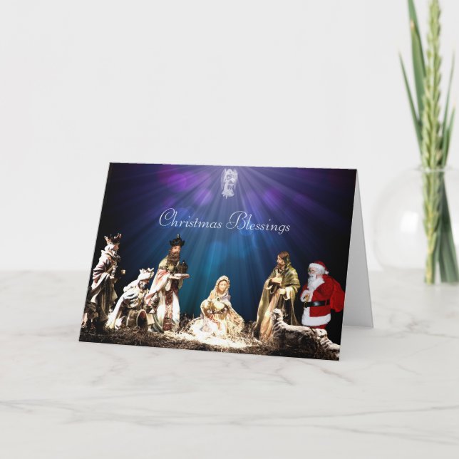 Carte Père Noël dans la Nativité (Devant)
