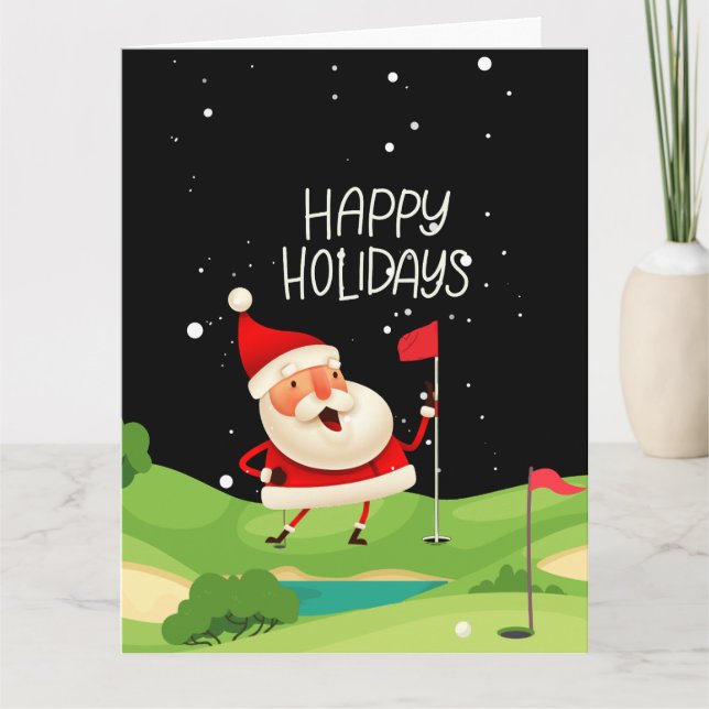 Carte Père Noël de golf Joyeuses Fêtes de Noël golf  (Devant)