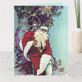 Carte Père Noël de la mauvaise herbe 
