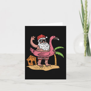 Carte Père Noël d'été Flamingo Flotteur Noël drôle en J