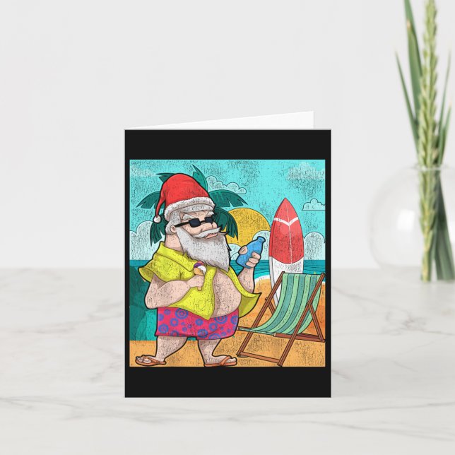 Carte Père Noël d'été tropical drôle Noël hawaïen (Devant)