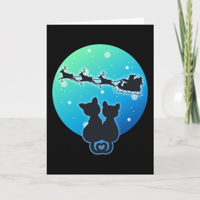 Carte Père Noël Dormir Avec Des Amoureux de les chats Dr (Devant)
