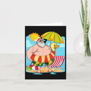 Carte Père Noël drôle Été Hawaïen Tropical Noël
