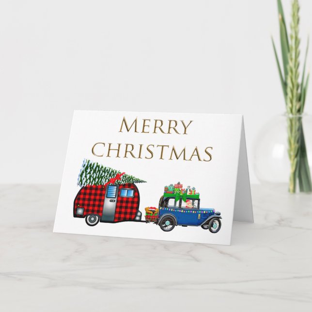 Carte Père Noël En Voiture Classique (Devant)