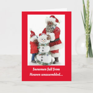 Carte Père Noël & Enfant & Snowman Afro-Américaine