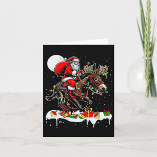 Carte Père Noël équitation Mule Reindeer Xmas Amoureux d