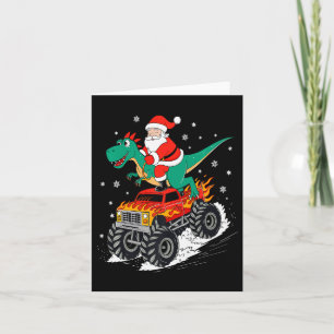 Carte Père Noël équitation T Rex Dinosaur Monster Camion