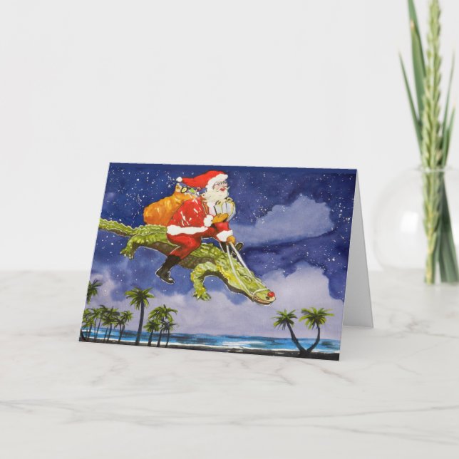 Carte Père Noël et Alligator Chrismas (Devant)