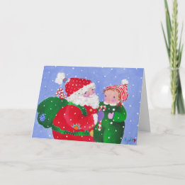 Carte père Noël et enfant
