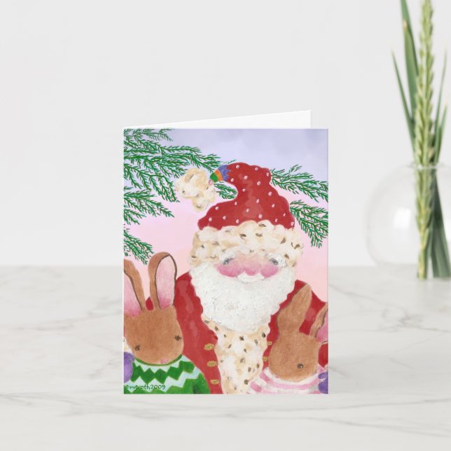Carte père Noël et Furry Friends (Devant)