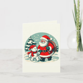 Carte Père Noël et petit ours polaire