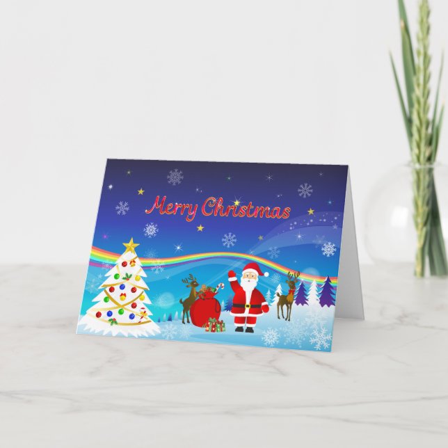 Carte Père Noël et rennes (Devant)