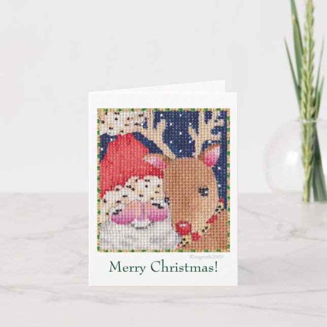 Carte père Noël et Rudolf (Devant)