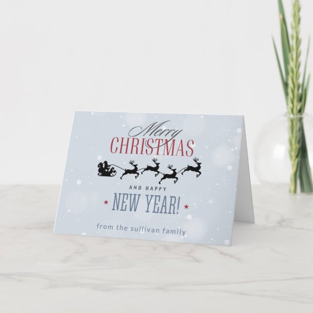Carte Père Noël et silhouette de ses rennes volants Noël (Devant)