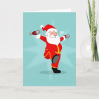 Père Noël faisant des exercices de fitness