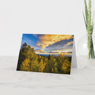 Carte Père Noël Fe Forêt nationale au coucher du soleil 