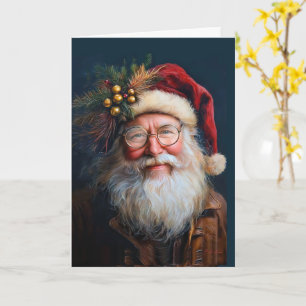 Carte Père Noël Festive En Pleine Gloire