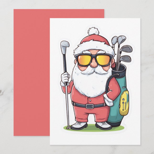 Carte Père Noël Golfing Christmas Fun (Devant / Derrière)