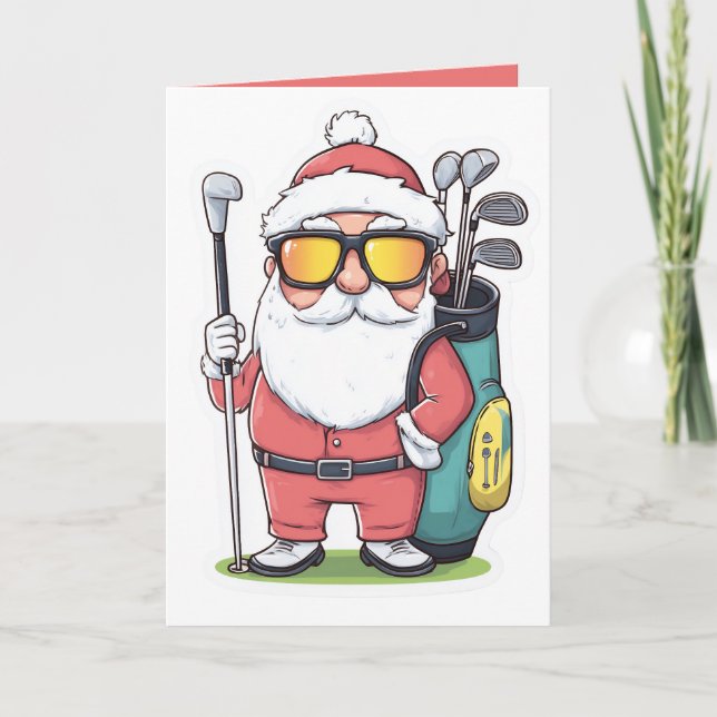 Carte Père Noël Golfing Christmas Fun (Devant)