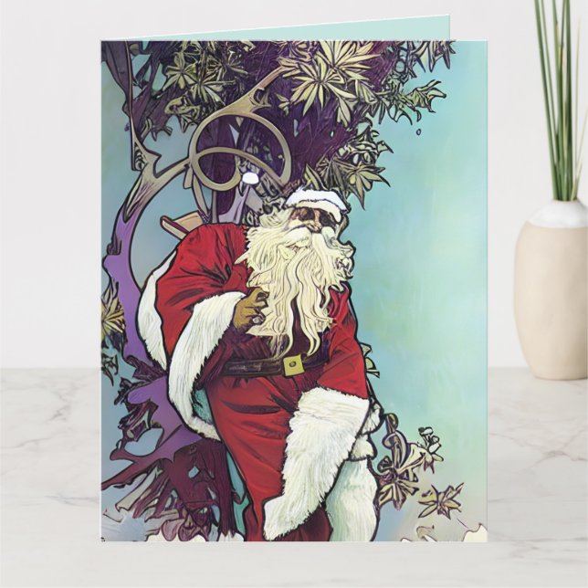 Carte Père Noël herbe  (Devant)