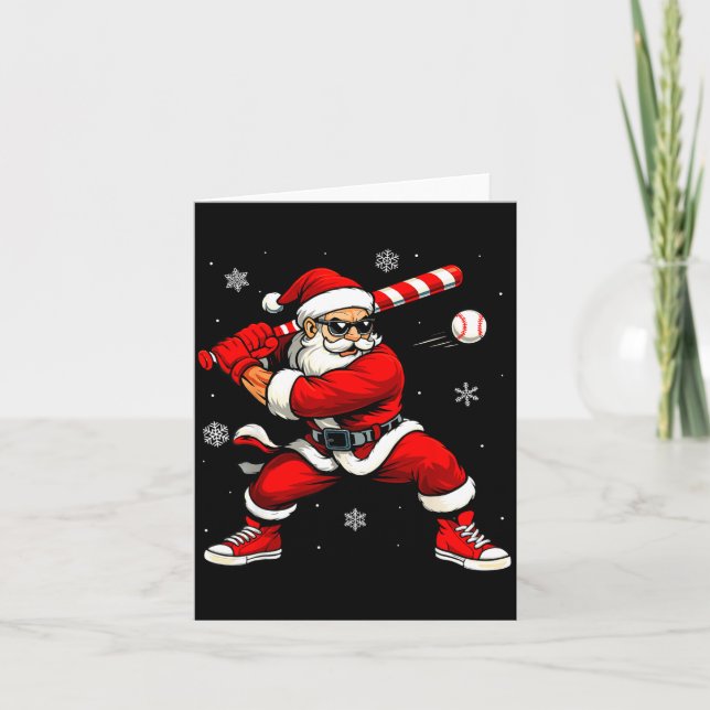 Carte Père Noël jouant au baseball Xmas Noël drôle de ba (Devant)