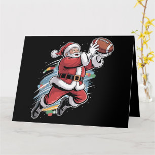 Carte Père Noël jouant au football américain de Noël 