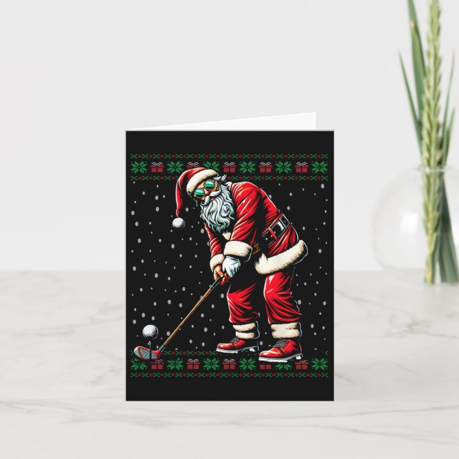 Carte Père Noël Jouer Golf laide Sweat de Noël (Devant)