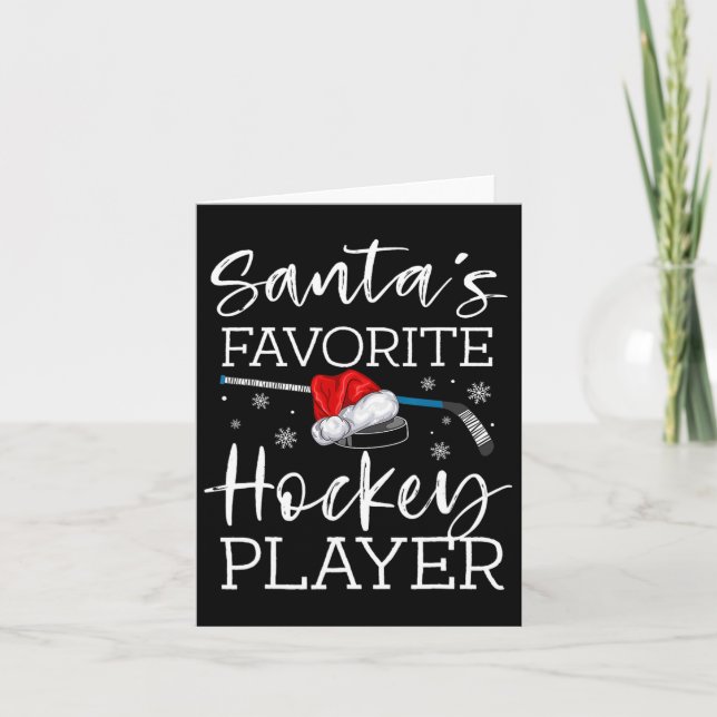 Carte Père Noël Joueur de hockey favori Fun Pajama Chris (Devant)